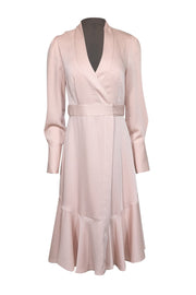 Current Boutique-BCBG Max Azria - Pink Long Sleeve Wrap Midi Dress Sz XXS