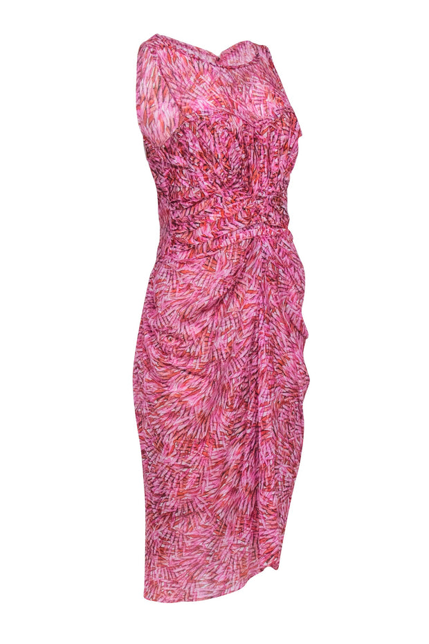 Current Boutique-BCBG Max Azria - Pink & Orange Print Sleeveless Midi Dress Sz 8