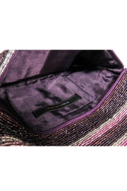 Current Boutique-BCBG Max Azria - Purple & Beige Beaded Fold-Over Clutch