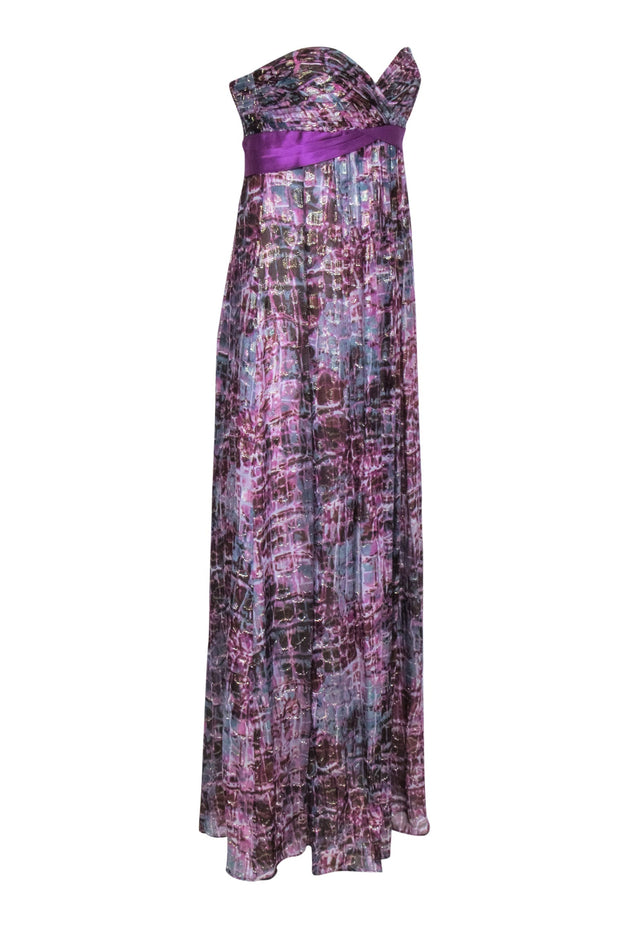 Current Boutique-BCBG Max Azria - Purple & Blue Metallic Print Sleeveless Formal Dress Sz 6