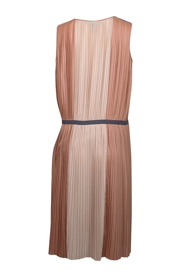 Current Boutique-BCBG Max Azria - Tan, Cream, & Grey Pleated Sleeveless Dress Sz 4