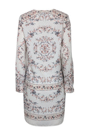 Current Boutique-BCBG Max Azria - White Long Sleeve w/ Pink & Grey Floral Print Dress Sz S