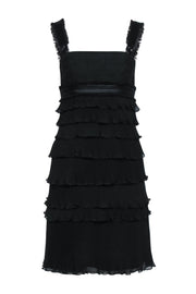Current Boutique-Badgley Mischka - Black Ruffle Sleeveless Dress Sz 2