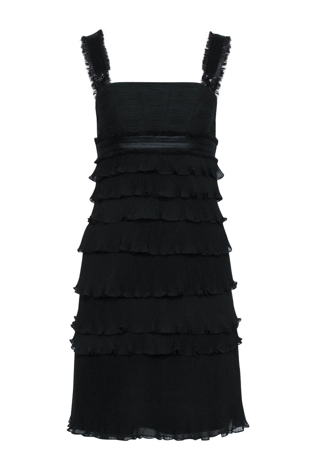 Current Boutique-Badgley Mischka - Black Ruffle Sleeveless Dress Sz 2