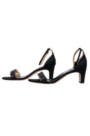 Current Boutique-Badgley Mischka – Black Satin w/ Crystals Ankle Strap Heels Sz 9