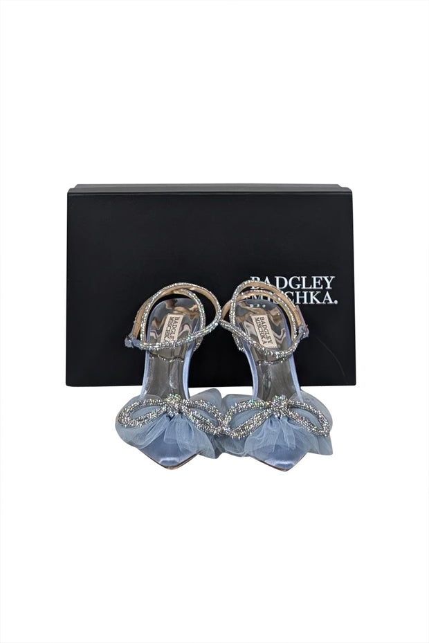 Current Boutique-Badgley Mischka - Light Blue "Sacred Embellished" Ankle Strap Pumps Sz 8