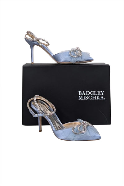 Current Boutique-Badgley Mischka - Light Blue "Sacred Embellished" Ankle Strap Pumps Sz 8