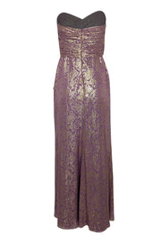 Current Boutique-Badgley Mischka - Purple & Gold Metallic Strapless Formal Dress Sz 8