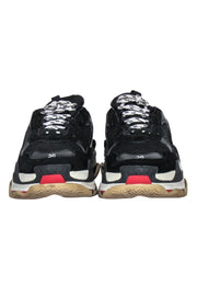 Current Boutique-Balenciaga - Black, Cream & Red Chunky "Triple S" Sneakers Sz 6