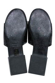 Current Boutique-Balenciaga - Black Croc Embossed Slide Sandals Sz 7.5