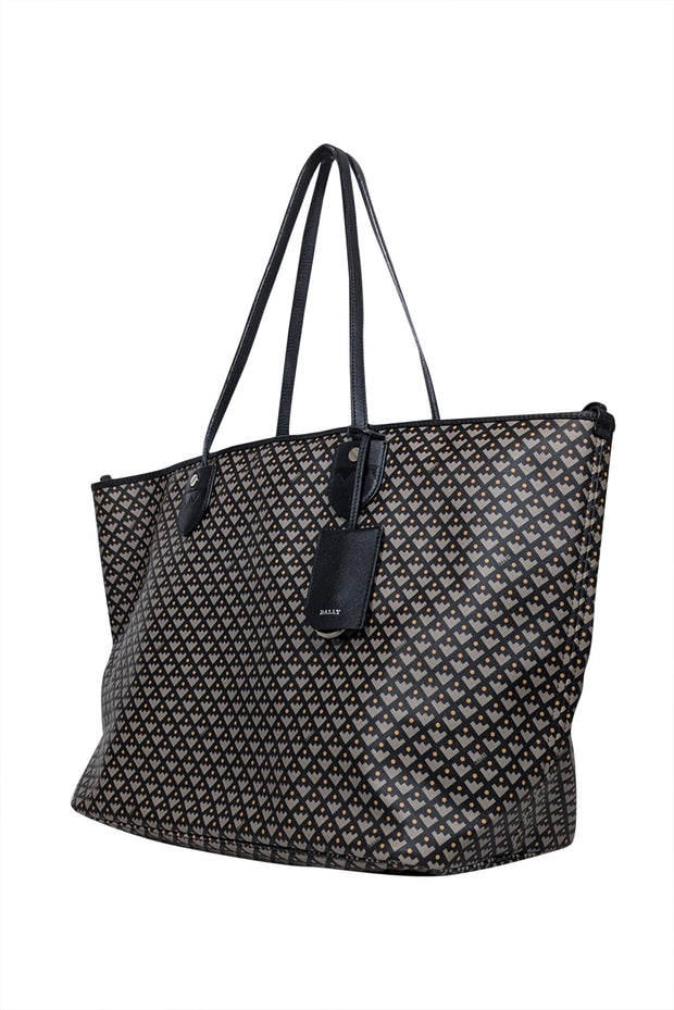 Current Boutique-Bally - Black & taupe Print Tote Bag