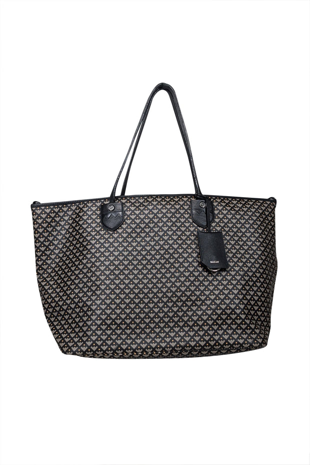 Current Boutique-Bally - Black & taupe Print Tote Bag