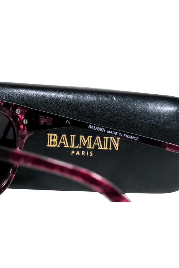 Current Boutique-Balmain Dark Magenta Tortoise Rounded Sunglasses