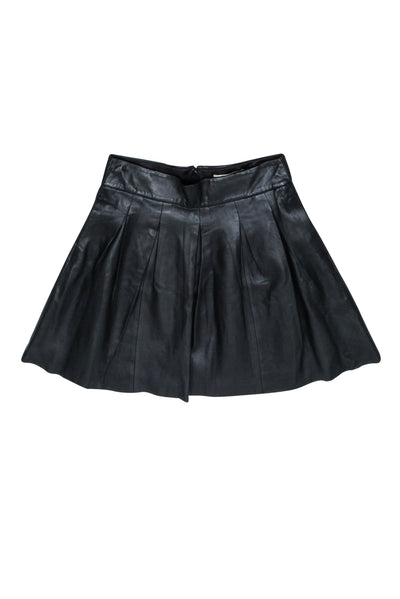 Current Boutique-Banana Republic - Black Leather Pleated Mini Skirt Sz 0