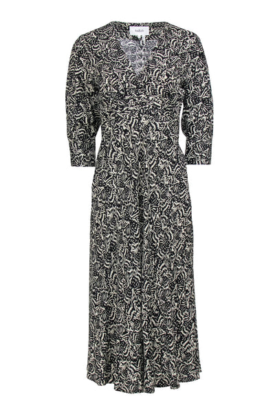 Current Boutique-Ba&sh - Black & Beige Print Crop Sleeve Dress Sz S