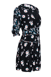 Current Boutique-Ba&sh - Black Floral Print Crepe "Belize" Mini Dress Sz 8