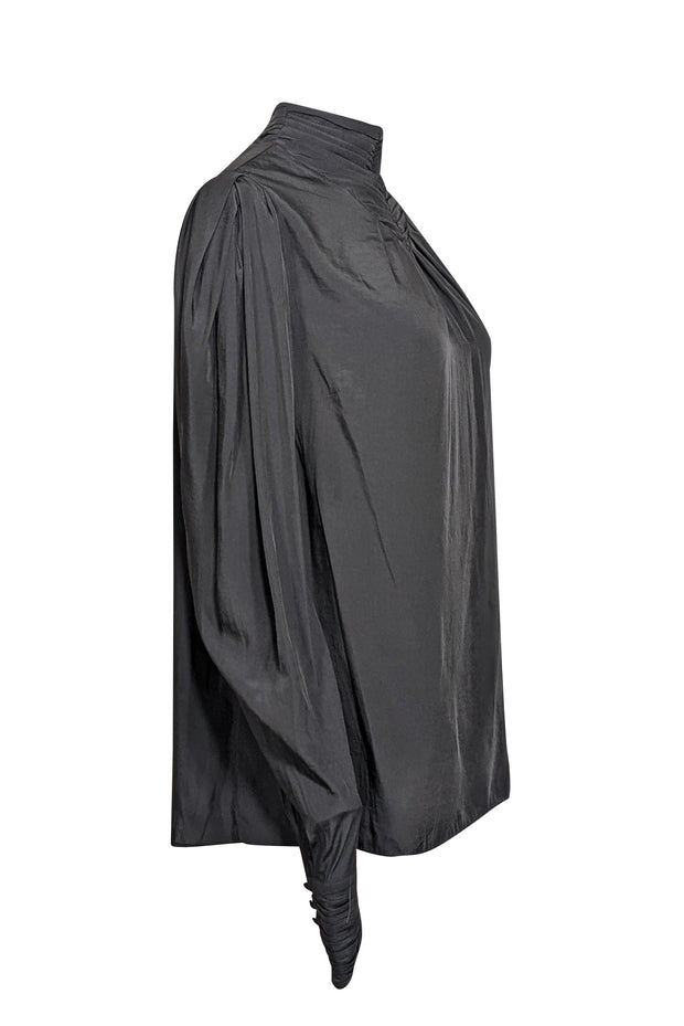 Current Boutique-Ba&sh - Black Pleated Crepe de Chine Blouse Sz 8