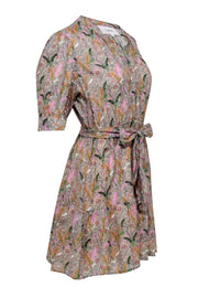 Current Boutique-Ba&sh - Green & Multi Color Floral Print Short Sleeve Dress Sz 6