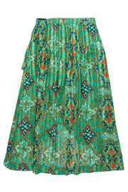 Current Boutique-Ba&sh - Green w/ Red & Blue Floral Print High-Low Maxi Skirt Sz L