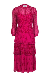 Current Boutique-Ba&sh - Hot Pink w/ red Floral Long Sleeve Maxi Dress Sz 6