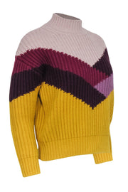 Current Boutique-Ba&sh - Purple, Mustard Yellow, & Beige Color Block Sweater Sz 4