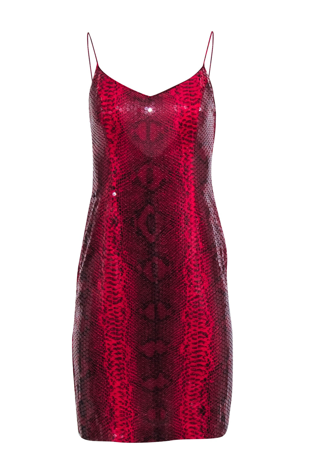 Basix II Red Silk Sequin Sleeveless Mini Dress Sz 4