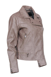 Current Boutique-Bernardo - Beige Quilted Detail Vegan Moto Leather Jacket Sz M