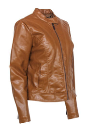 Current Boutique-Bernardo - Tan Vegan Leather Zipper Front Jacket Sz M