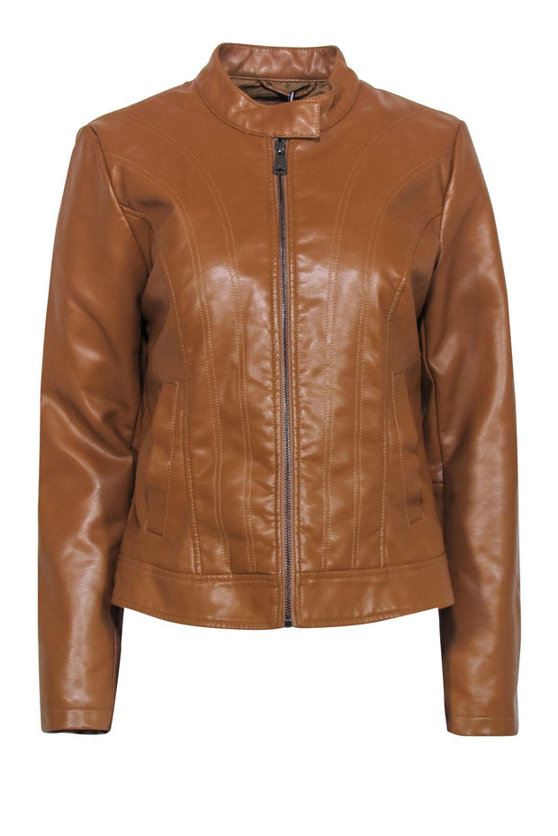 Current Boutique-Bernardo - Tan Vegan Leather Zipper Front Jacket Sz M
