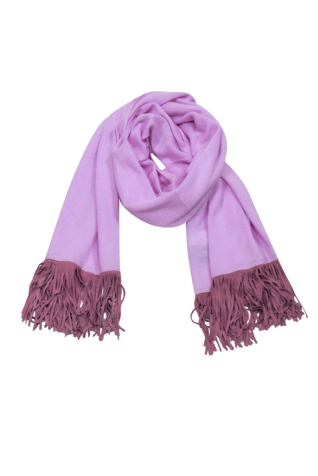 Current Boutique-Beryll - Lilac Cashmere Scarf w/ Suede Fringe