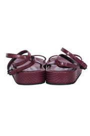 Current Boutique-Bettina Vermillon - Burgundy Textured Leather Strappy Sandals Sz 9