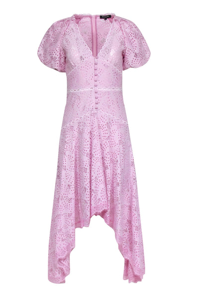 Current Boutique-Beulah - Pink Eyelet Short Sleeve Maxi Dress Sz S