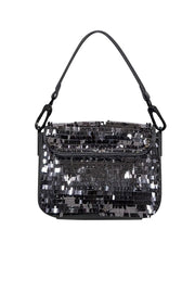 Current Boutique-Bibi Lou - Grey Faux Leather & Pewter Sequin Top Handle Mini Bag