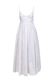 Current Boutique-Birgitte Herskind - White w/ Tan Stripes Cotton Blend Maxi Dress Sz 2