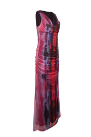 Current Boutique-Black Halo - Pink, Purple, Black, & Red Ombre Mesh Ruched Formal Dress Sz 12