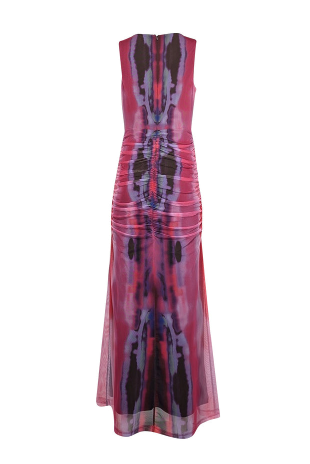 Current Boutique-Black Halo - Pink, Purple, Black, & Red Ombre Mesh Ruched Formal Dress Sz 12