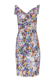 Current Boutique-Black Halo - White & Multi-Color Floral Print Sleeveless Sheath Dress Sz 2