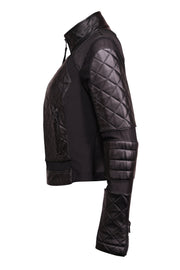 Current Boutique-Blanc Noir - Black Leather & Mesh Moto Jacket Sz L