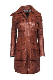 Current Boutique-Bod & Christensen - Chestnut Brown Long Leather Jacket Sz S