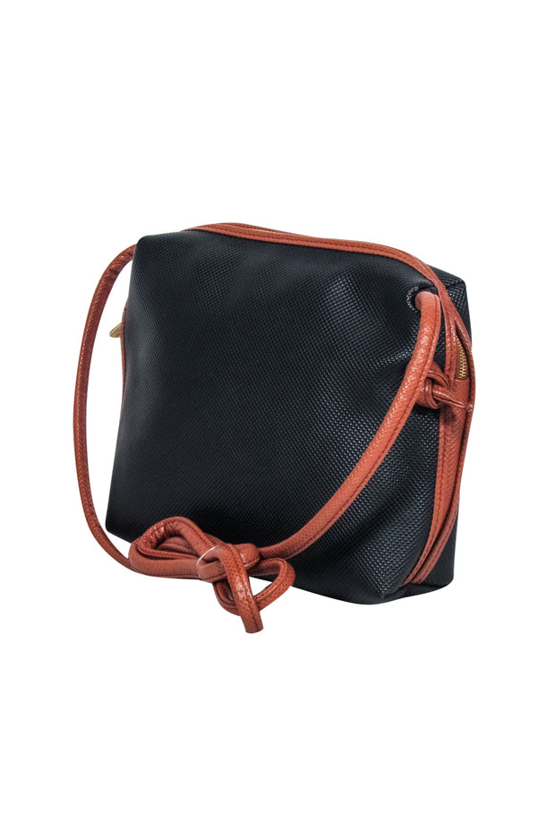 Current Boutique-Bottega Veneta - Black Embossed Textured Crossbody Bag