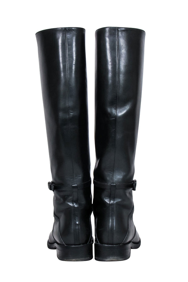 Current Boutique-Bottega Veneta - Black Leather Tall Riding Boots Sz 6.5