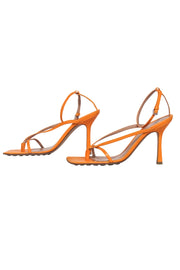 Current Boutique-Bottega Veneta - Orange Leather Square Open Toe Pump Sz 8.5