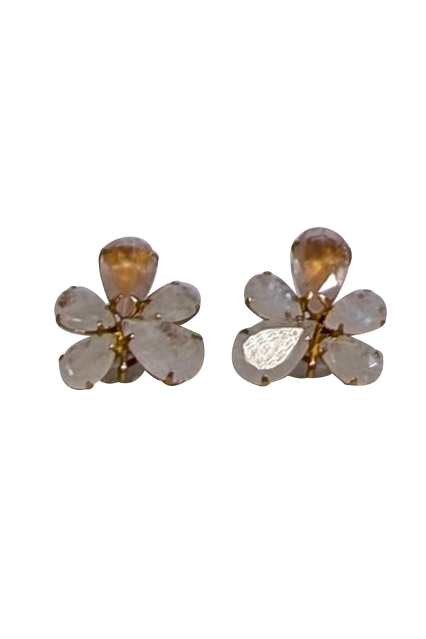 Current Boutique-Bounkit - Pink & Cream Floral Cluster Stud Earrings with Gold Backing