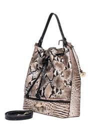 Current Boutique-Brahmin - Beige & Black Reptile Textured Large Bucket Bag