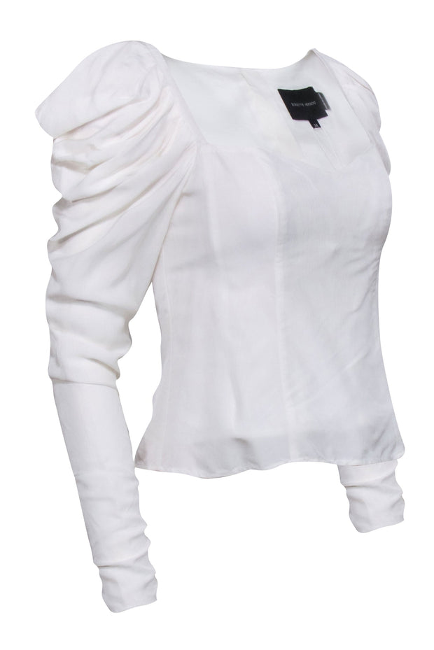 Current Boutique-Brigitte Herskind - Ivory Puff Shoulder Blouse Sz 4