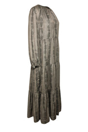 Current Boutique-Brochu Walker - Green Watercolor Tie-Dye Printed Satin Maxi Dress Sz M