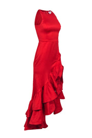 Current Boutique-Bronx & Banco - Red Sleeveless Ruffle Hem High Low Gown Sz 2