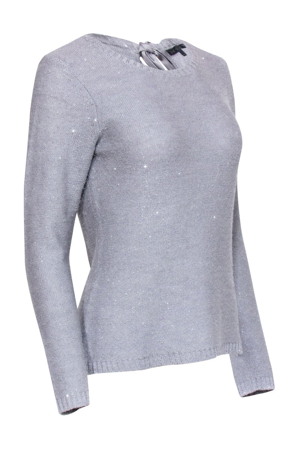Current Boutique-Brooks Brothers - Grey Sequin Embellished Knit Sweater Sz M