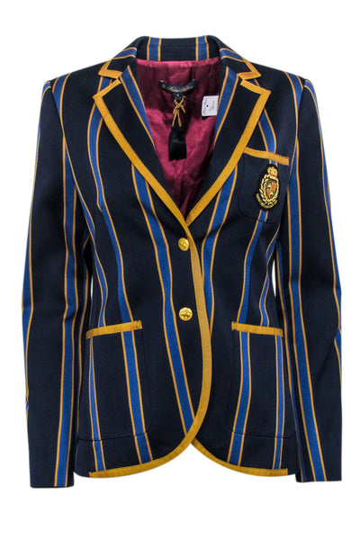Brooks Brothers - Navy, Blue, & Gold Striped Wool Blend Blazer Sz 6