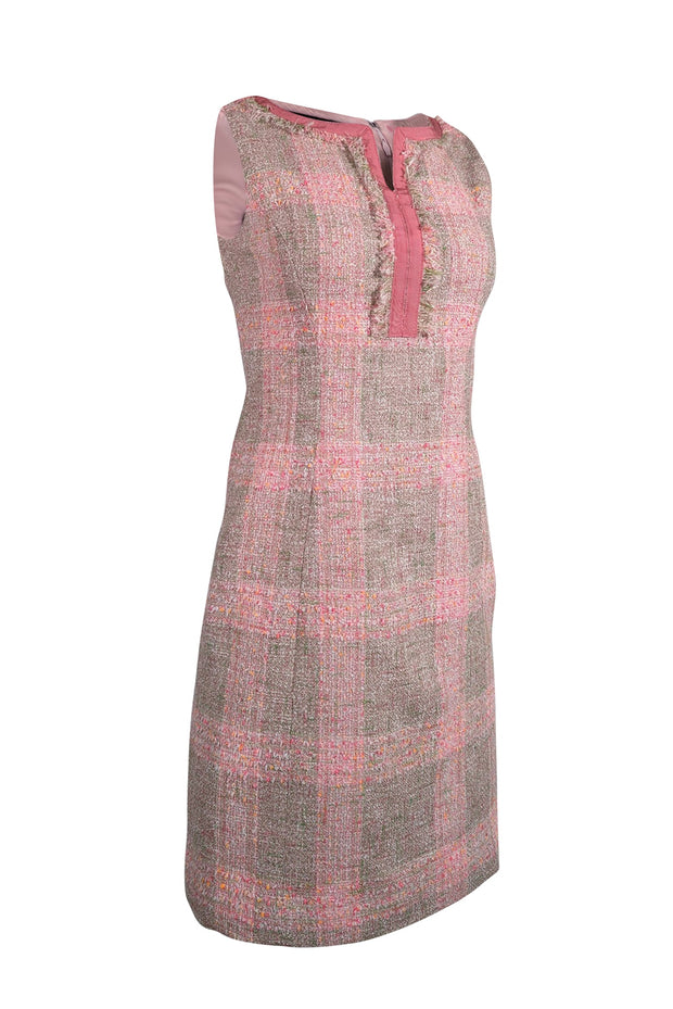 Current Boutique-Brooks Brothers - Pink & Multi Color Boucle Sleeveless Dress Sz 2